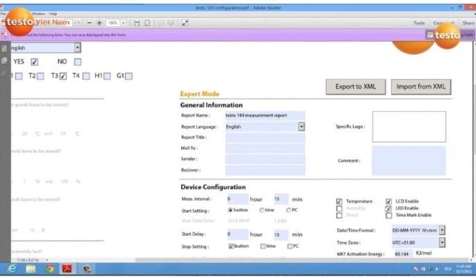 Cài đặt phần mềm phân tích dữ liệu đo từ Testo 184