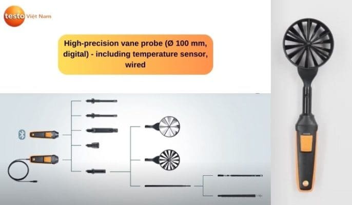 Đầu dò cánh gạt có độ chính xác cao (Ø 100 mm, kỹ thuật số) - bao gồm cảm biến nhiệt độ, có dây