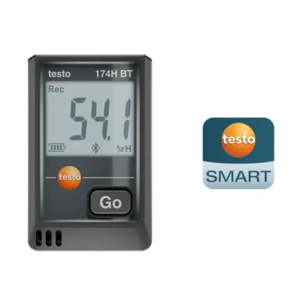 Nhiệt ẩm kế tự ghi mini Testo 174 H BT (Màu đen, Bluetooth®, App)