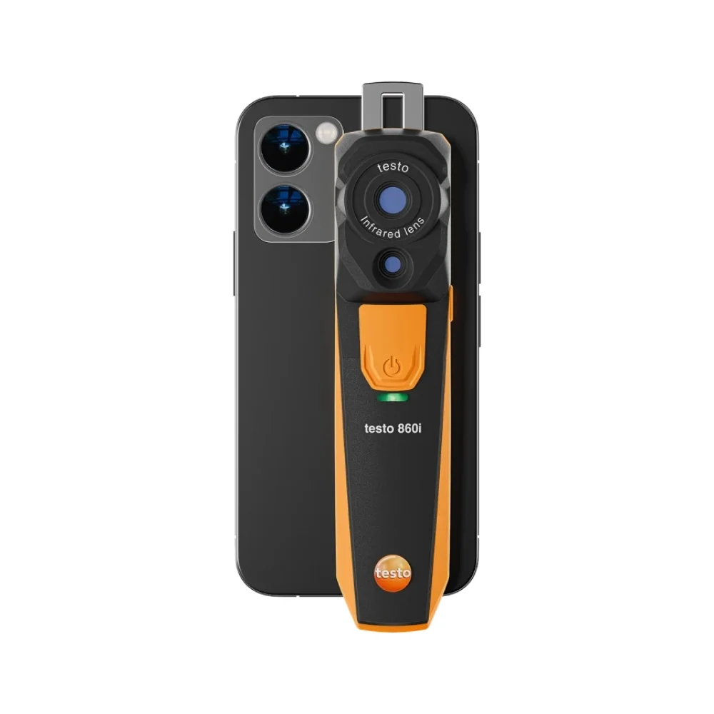 Camera nhiệt không dây Testo 860i thiết kế kẹp mặt sau điện thoại thông minh tiện lợi cho thao tác một tay